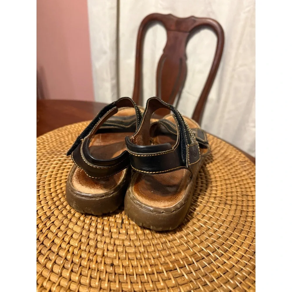Josef Seibel Womens Black Leather Comfort Walking Sandals Adjustable Straps 39